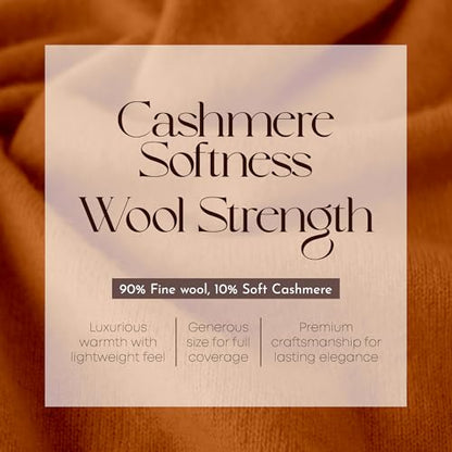 Velanio Cashmere Luxury Knitted Wrap Travel Shawl Scarf, Pashmina Stole, All-Season Scarf for Women Cashmere Wool Blend - color: Sienne