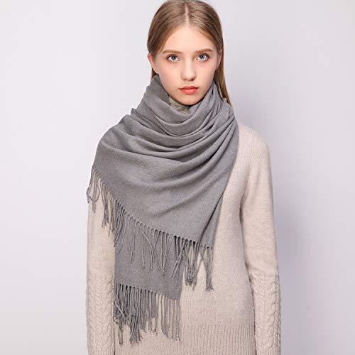 RIIQIICHY Women's Scarf Pashmina Shawls and Wraps for Evening Dress Bridesmaid Wedding Bridal Winter Warm Long Large Scarves - color: Gray