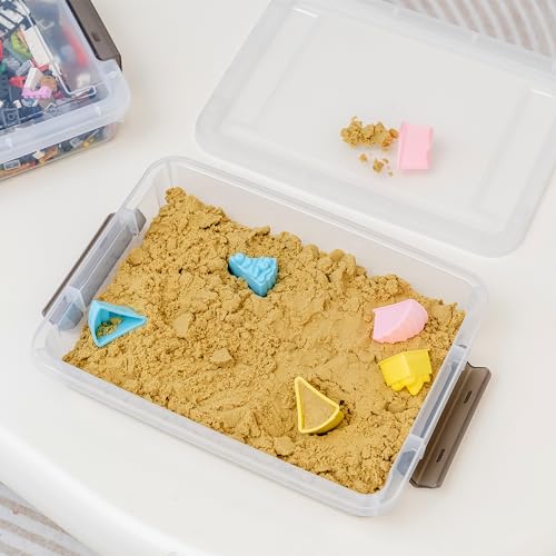 Citylife 4 Packs Portable Project Case, Clear File Box with Snap Lid, Stackable Plastic Organizers for Craft Projects, Letters, A4 Paper, Cards, and Photos - size: 5QT, style: 4 PCS