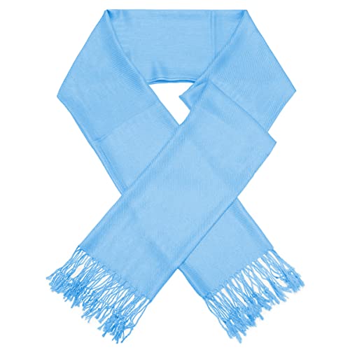 Glory Max Women Large Soft Silky Pashmina Shawl Wrap Scarf in Plain Solid Colors - color: Baby Blue