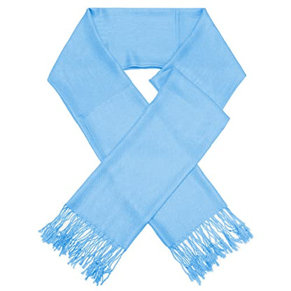 Glory Max Women Large Soft Silky Pashmina Shawl Wrap Scarf in Plain Solid Colors - color: Baby Blue