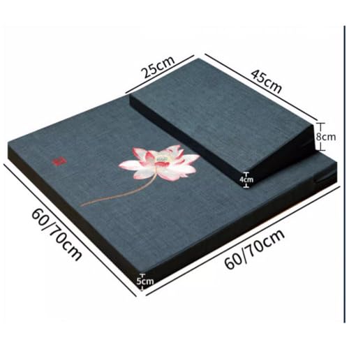 Japanese Foldable Meditation Cushion Set,Yoga Meditation Floor Pillow,Large Meditation Mat and Pillow Set for Sitting on Floor for Floor Balcony Mat Bedroom Patio blue-60cm