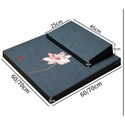 Japanese Foldable Meditation Cushion Set,Yoga Meditation Floor Pillow,Large Meditation Mat and Pillow Set for Sitting on Floor for Floor Balcony Mat Bedroom Patio blue-60cm