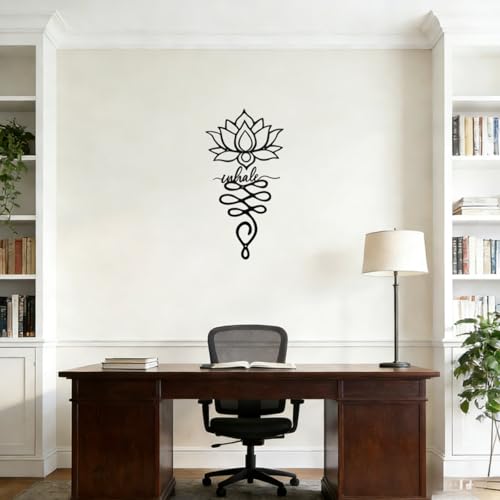 JBCHUCI Lotus Flower Wall Decor - 23.7”x12.6” Black Metal Yoga Meditation Wall Art, Boho Zen Sculpture for Home Living Room, Bedroom, Office, Spiritual Gift & Mindfulness Decor for Yoga Lovers