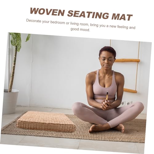 Healifty Japanese Traditional Straw Woven Meditation Cushion Square Braided Floor Mat for Yoga and Zen Sitting Comfortable Seat Cushion for Adults for Home and Outdoor Use
