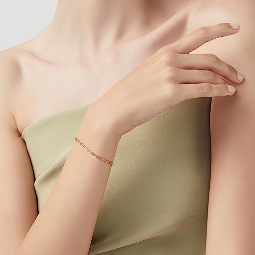 Miabella 18K Gold Plated 925 Sterling Silver Italian 3mm Paperclip Link Chain Bracelet for Women Men, Made in Italy - style: Length 7.5 Inches (women's average size)