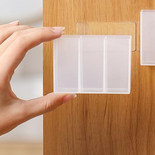 Wall Mounted 3 Compartment Storage Box, Transparent, Self Adhesive, Punch, Ideal for Home and Bathroom