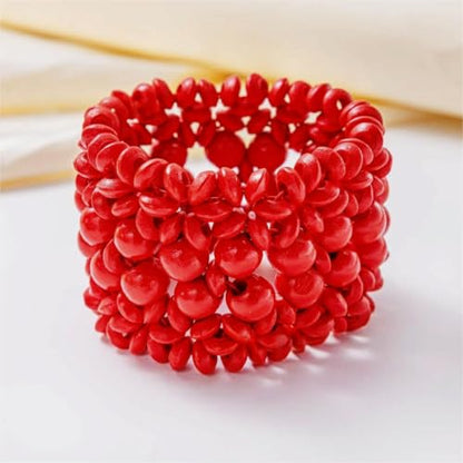 Bohemian Multicolor Bracelet Wooden Thick Coconut Shell Bracelet Natural Wood Beads Women's Stretch Bracelet
