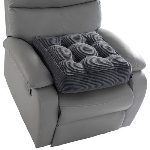 HIGOGOGO Tufted Corduroy Recliner Seat Cushion for Elderly, 20x20x5 Inch Large Square Seat Cushion for Recliner Chair, Floor Pillow, Office Chair, Car, No Pressure on Thighs, Dark Grey - color: Dark Grey, size: 20x20x5