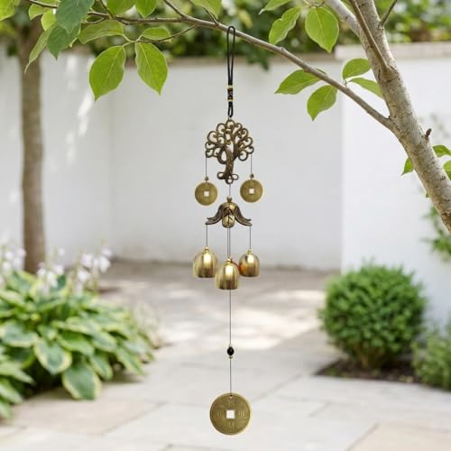 Wind Chimes Outdoor Fortune Tree WindChimes Metal Bells Wind Chime Christmas Decor Home Garden Hanging Decoration Gift One Size