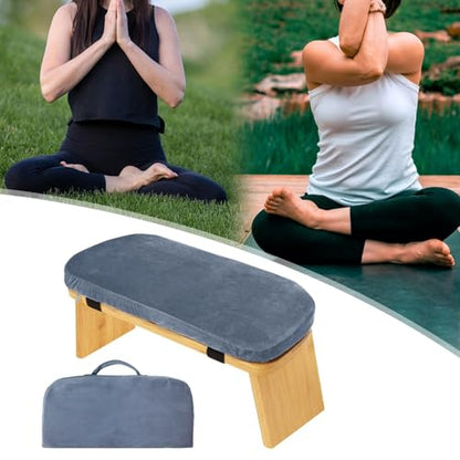 Meditation Bench, Bench for Home, Stable, Stool, Bamboo, Stable for Kneeling Or Sitting, Meditation Stool, Knee Stool, Light Blue
