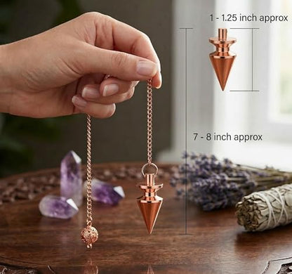 Cone with Round Ring Copper Metal Pendulum Healing dowsing Metaphysical Meditation Divination Pendulum - color: Reiki Dowsing