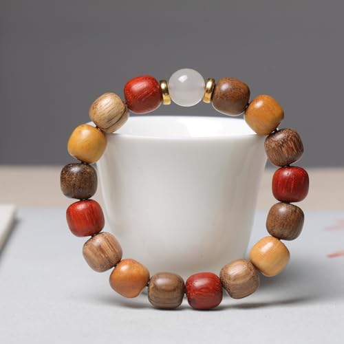 Zen Dear Unisex Natural Colorful Wood Buddhist Prayer Beads Bracelet Necklace Tibetan Mala Prayer Beads - style: 11mmx12mmx17beads
