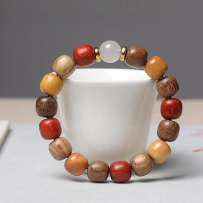 Zen Dear Unisex Natural Colorful Wood Buddhist Prayer Beads Bracelet Necklace Tibetan Mala Prayer Beads - style: 11mmx12mmx17beads