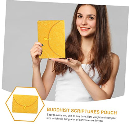 Buddhist Scriptures Storage Bag Embroidered Brocade Pouch for Jewelry and Small Accessories Medium Size Drawstring for Home and Travel
