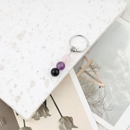 Natural Crystals Keychain, New Beginnings Gifts for Women, Birthday Gift for Women, Keychain for Relieving Anxiety - color: Anxiety Relief
