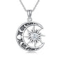 Sun and Moon Necklace 925 Sterling Silver Sun Moon Pendant Gemstone Jewelry Gifts for Women - style: April