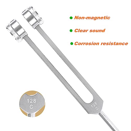 3 Pack Tuning Fork Set(128Hz, 256Hz, 512Hz), Medical Sound Healing Tools Tuning Forks with Reflex Hammer for Healing Chakra Sound Therapy Solfeggio DNA Repair