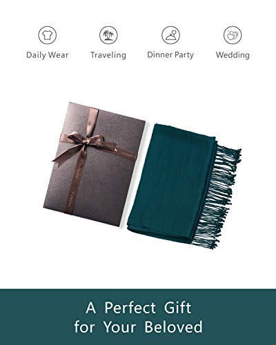 EURKEA Women's Scarf Pashmina Silky Soft Shawls Wraps Stole for Evening, Wedding and Gift - color: Moss Green