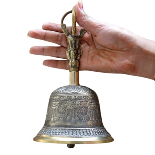 RareZen Tibetan Singing Bell with Wooden Stick Buddhist Bell | Traditional Vintage Bell for Yoga, Mindfulness, Relaxation and Healing | Meditation Bell For Chakra Balancing & Sound Therapy (8 inch) - size: 8 inch