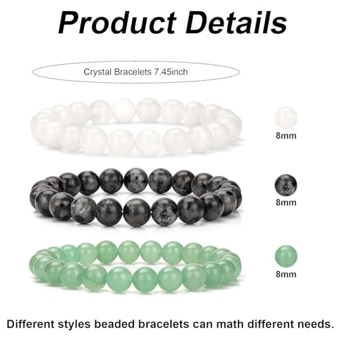 Healing Crystal Bracelets for Women Men 8mm Tiger Eye Hematite Black Obsidian Natural Stone Beaded Stretch Bracelet Triple Protection Handmade Gemstone Reiki Spiritual Jewelry Gifts - color: Next Chapter, size: 8mm