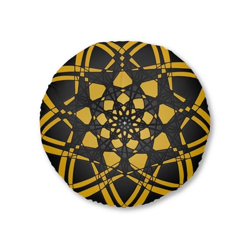 Modern Round Tufted Floor Pillow Boho Cushion Meditation Pillow Floor Cushion Yoga '12.Uncommon.Journey' Art Mitzisniftis