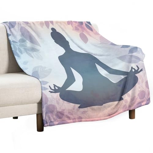 Bohemian Indian Yoga Throw Blanket for Couch Bed, Soft Cozy Meditation Floral Leaf Sofa Decor Blankets for Women, Men, 50"x60" - color: Bohemian Indian Yoga, size: 50"x60"