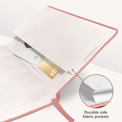 Lined Journal Notebook for Women Men, 256 Pages, Medium 5.7 in x 8.3 in - 100 GSM Thick Paper – Hardcover Leather Journals for Writing, Work, School, Note Taking, Diary Notepad,Pink - color: Pink