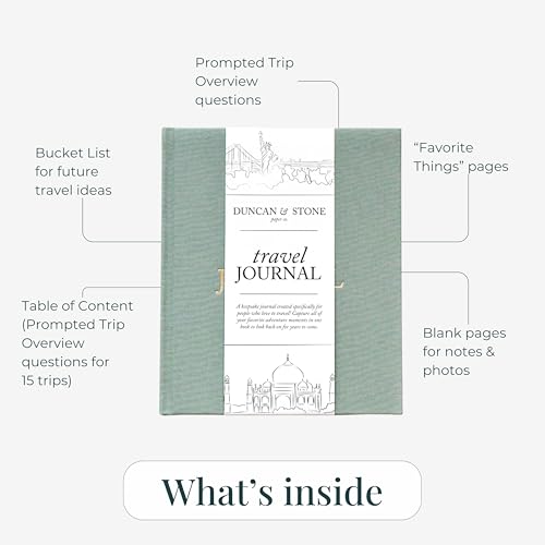 DUNCAN & STONE PAPER CO. Travel Journals - Elegant Journaling Notebook To Record All Your Travel Adventures Up To 15 Trips (Rose,110 Page) - color: Rose