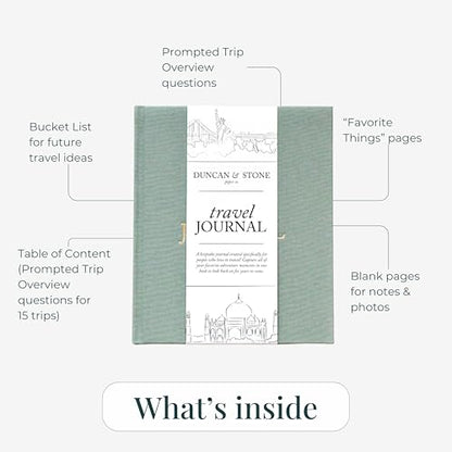 DUNCAN & STONE PAPER CO. Travel Journals - Elegant Journaling Notebook To Record All Your Travel Adventures Up To 15 Trips (Rose,110 Page) - color: Rose