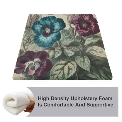 Three Flowers Painting Degrees of Comfort Meditation Floor Pillow, Square Large Pillows Seating for Adults, Tufted Corduroy Cushions for Outdoor Yoga Tatami Fireplace Living Room 15x15 Inch