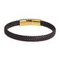 Geoffrey Beene Men's Braided Genuine Leather Bracelet with Stainless Steel Closure - color: Brown, Gold