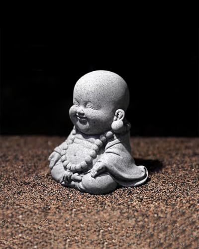 Mini Monk Buddha Statue Sandstone Statues Zen Monk Praying Statue Sculptures for Wealth Good Luck Feng Shui Decor Home Fish Tank Aquarium Garden (Style 17) - style: Style 17
