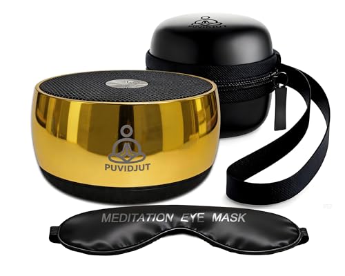 Portable Electronic Tibetan Singing Bowl, 4 Healing Frequencies (417-639Hz)& Singing Bowl Tone - USB-C Rechargeable Meditation Musical Instrument for Yoga, Relaxation, Reiki, Chakra Balance Gold - color: Singing Bowl Gold