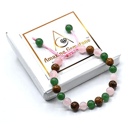 Amazing Gemstone Bracelet for New Mom Manifestation - Green Aventurine Mariyam Jasper Rose Quartz Bracelet Set for Men Women Healing Calming Anxiety Stress Relief Gifts Pulseras Para Hombres Mujer - color: New Moms
