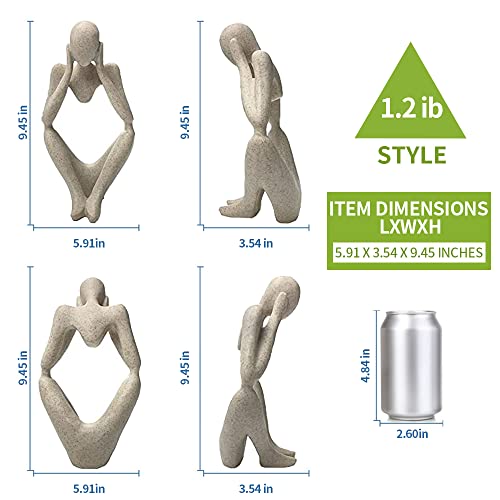 prosfalt Sandstone Resin Thinker Style Abstract Sculpture Statue Collectible Figurines Home Office Bookshelf Desktop Decor(Sandstone - think Deeply) - color: Sandstone - Think Deeply