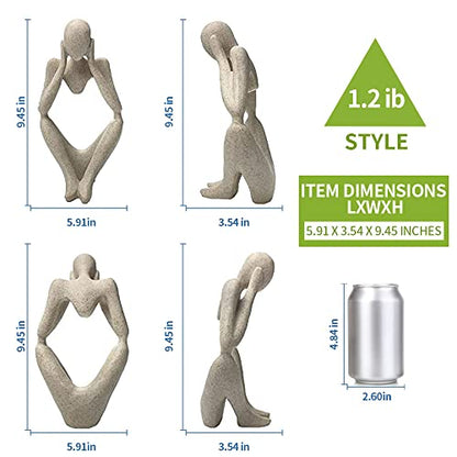 prosfalt Sandstone Resin Thinker Style Abstract Sculpture Statue Collectible Figurines Home Office Bookshelf Desktop Decor(Sandstone - think Deeply) - color: Sandstone - Think Deeply