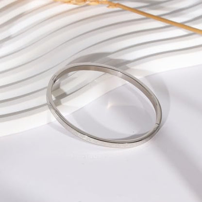 4/6/8MM Greek Key Meander Bracelet Oval Stainless Steel Bangle Cuff Gifts for Women Men - color: Silver, size: 4mm