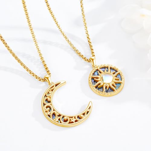 Yin Yang Necklaces for Women Men 925 Sterling Silver Pendant Necklace Yin Yang Jewelry for Women Men Couples - style: Sun Moon #3
