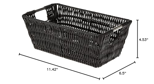 Whitmor 6500-2712-BLK Rattique Small Shelf Black Tote Basket - color: Black, size: Small