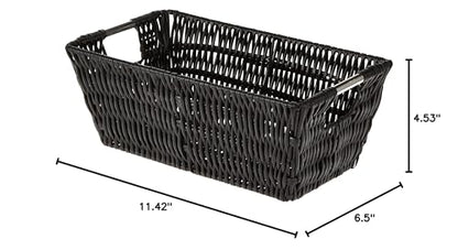 Whitmor 6500-2712-BLK Rattique Small Shelf Black Tote Basket - color: Black, size: Small
