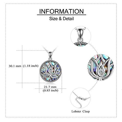 ONEFINITY Lotus Necklace 925 Sterling Silver Moonstone Pendant Necklace Yoga Lotus Jewelry for Women - style: style A