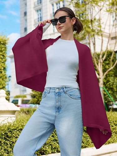 Lacretazhi Women'S Shawl Wraps Poncho Sweater Lightweight Knit Scarf With Buttons Versatile Cape Cardigan Spring Summer Fall - color: Burgundy