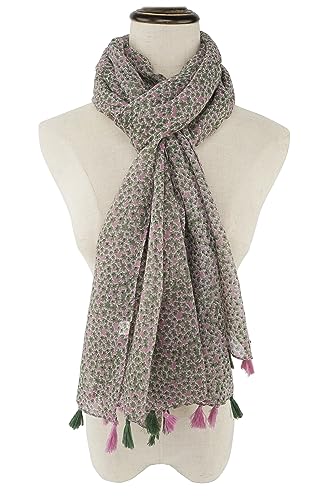 YOUR SMILE Large Boho Scarf for Women Lightweight Floral Printed Scarves Fall Winter Fashion Fringed Shawl wraps - color: 27