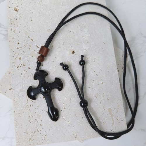 Crystal Pendant Necklaces Healing love Women's Men's choker Obsidian Tiger eye White Crystal Black Gold waterproof dainty Charm stackable statement Cute Stone necklace Unisex - style: Crystal pendant Cross