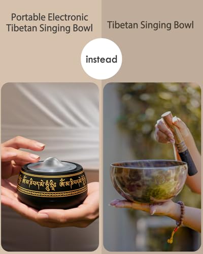 Portable Electronic Tibetan Singing Bowl, 8 Chakra Modes with 8 Chakra Cycle Play Mode, Auto/Manual Mode, Vibration & Built-in Timer, USB-C Rechargeable Meditation Device for Yoga, Reiki, Relaxation