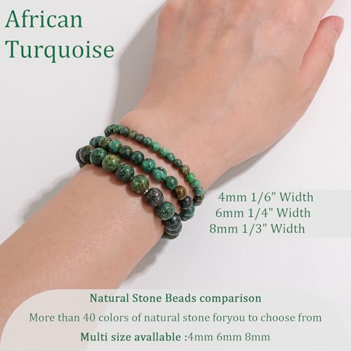 Vinswet 4mm 6mm 8mm Healing Crystal Bracelets for Women Men Natural Stone Beaded Stretch Bracelet Handmade Gemstone Reiki Spiritual Jewelry Gifts - color: African Turquoise, size: 6mm