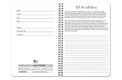 BookFactory Mindfulness Journal/Mindful Daily Notebook/Intention Tracking Log Book/Logbook 100 Pages - 6'' x 9'' Durable Thick Translucent Cover, Wire-O Binding (Made in USA) - style: Mindfulness Wire-O
