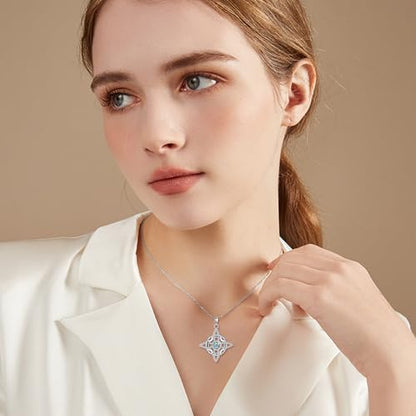Witch Knot/Trinity/Triple Moon Necklace S925 Sterling Silver Protection Jewelry Gifts for Women - style: Witches Knot