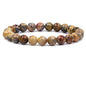 Amandastone Natural Gemstone 8mm Round Beads Stretch Bracelet 7 Inch - color: Crazy Lace Agate